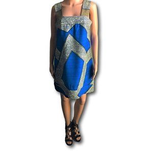 Diane Von Furstenburg Blue Linen Casual Dress